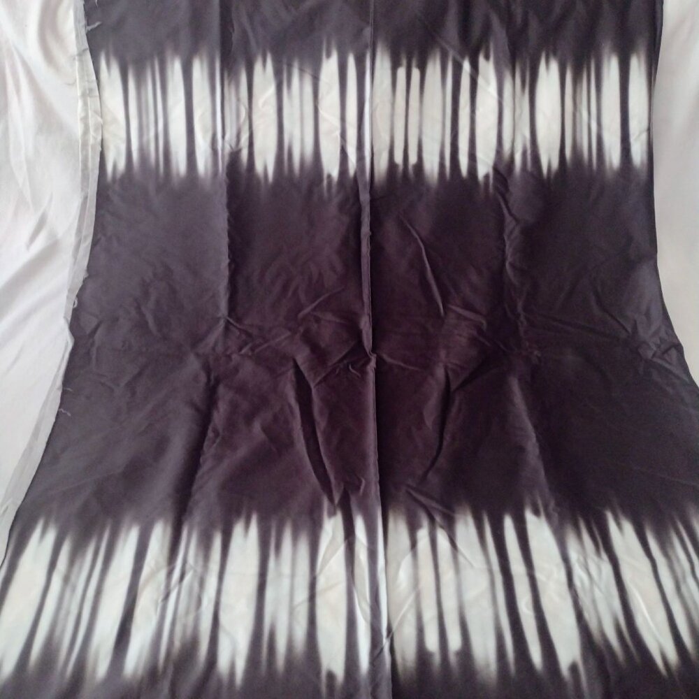 Black and White Abstract Border Print Stretch Sateen 2 yds Cotton Fabric